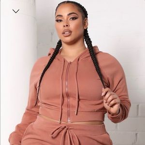 Plus size zip hoodie crop